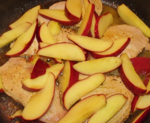 Apples on pork chops