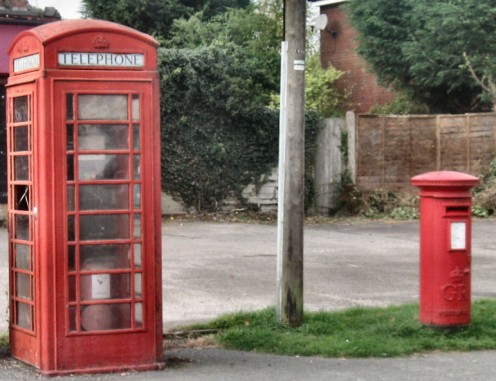 English telephone and letter boxes.