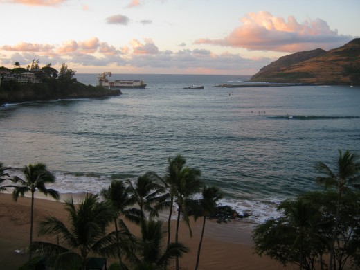 Sunrise view from villa at the Kauai Marriott and Beach Club