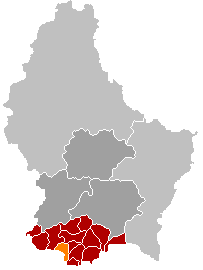 Map location of Esch-sur-Alzette, Luxembourg