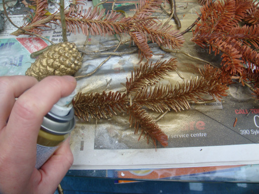 Spray leaves with gold