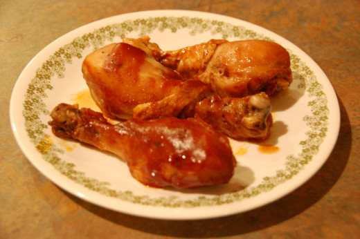 Finished BBQ chicken legs, very tender and moist
