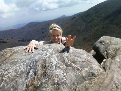 My wife Sophia Playing on the proposed Dalai-Lama-wood Mountain site near Asheville, NC (LOL)