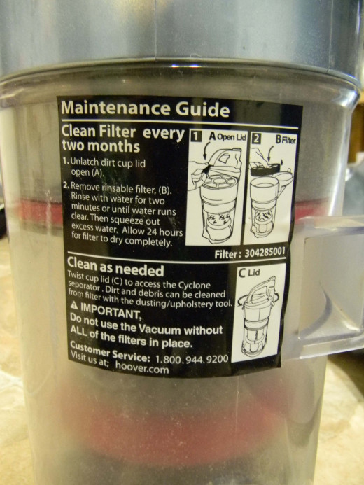 Directions to clean the filter