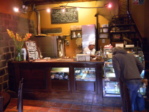 Seating area of the cosy traditional bakery