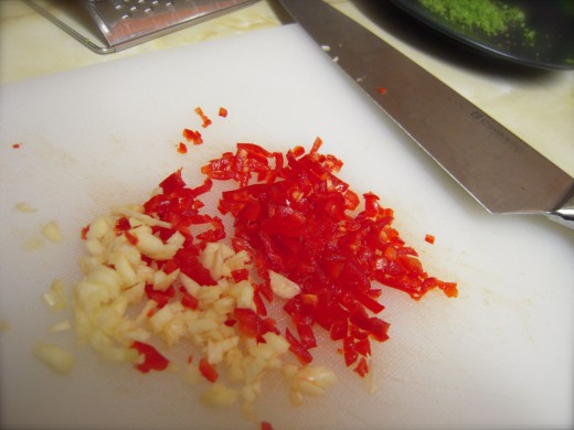 finely chop chilli and garlic