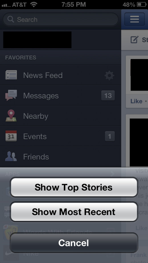 Tap either "Show Top Stories" or "Show Most Recent." Your News Feed reappears and your sorting settings are applied..