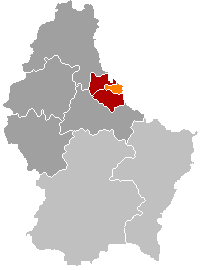 Map location of Vianden canton, Luxembourg 