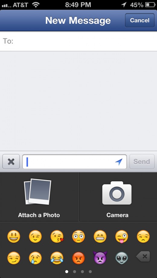Tap the "+" sign that appears to the left of the field where you enter the message text.