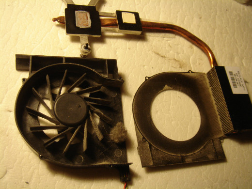Dust inside the fan before clean up.