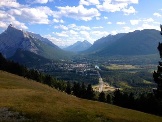 The view of Banff town site form the nearby Mt Norquay lookout point