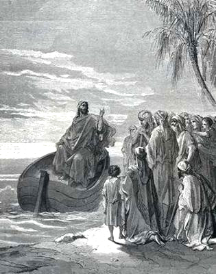 Jesus preaching from a ship, by Gustav Doré