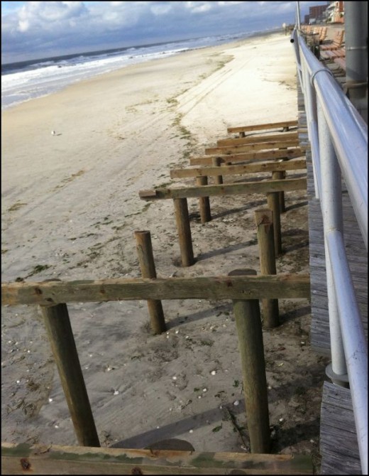 Destroyed boardwalk ramps