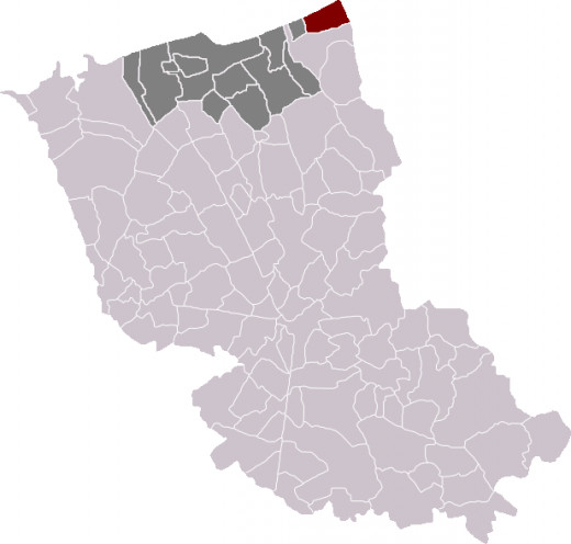 Map location of Bray-Dunes in Dunkirk 'arrondissement'