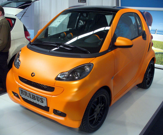 The Smart Fortwo Brabus, special edition in orange.