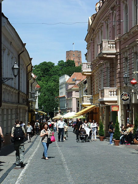 This vew to Gediminas Tower from downtown Vilnius, Lithuania was photographed by Nikater on June 6, 2010.
