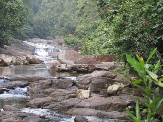 The waterfall falling low