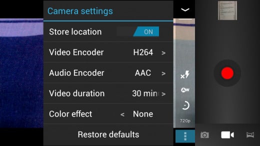Video recording options