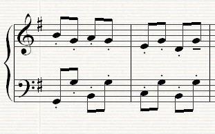 The opening melodic idea with a tune centered around the note G