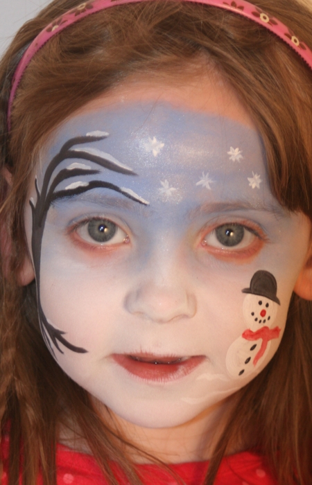 snowflake face painting scene