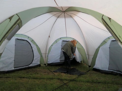 Massive tents come in varying sizes.  This is an example of a multi-room tent.