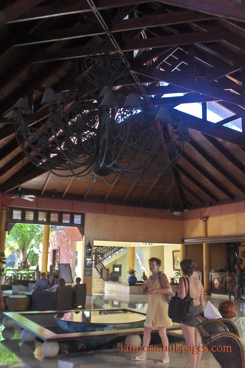 The main lobby with its grand chandelier.