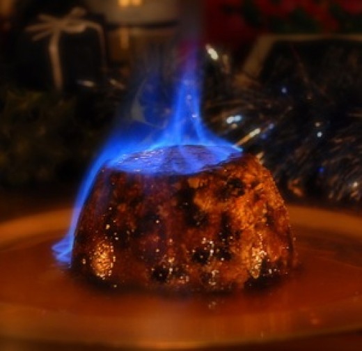 Christmas pudding alcohol fire Christmas pudding alcohol fire