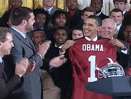 Obama receives his own Crimson Tide Jersey