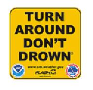 These TADD signs are a clear indicator of flooded roadways, warning drivers to stear clear and take another route.