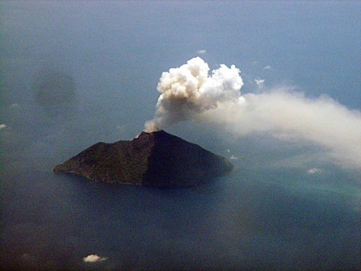Batu Tara in the Banda Sea continues to erupt and send ash plumes skyward.