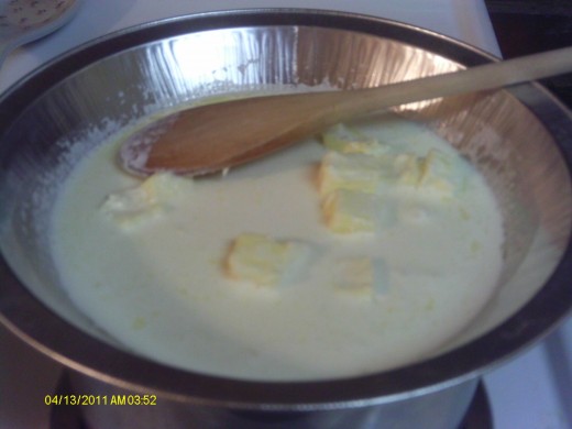 Blend the cream and butter together