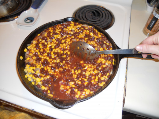 Still too runny.  Note how a trench scraped by the spoon is filled in right away with sauce.