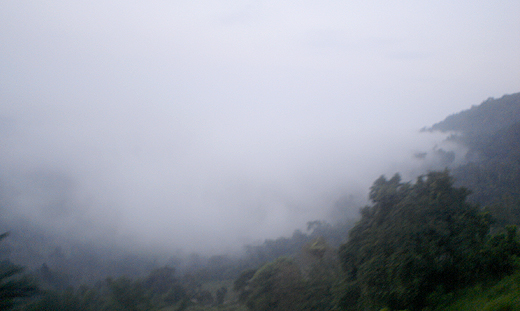 Early morning: Mist shrouded mountains of Kadugannawa.
