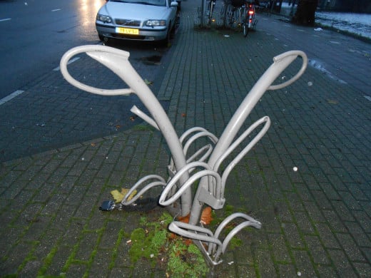 This is the strangest bike rack I have ever seen, but they are common in Amsterdam!