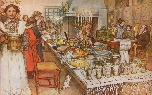 Carl Larsson's illustration of a Christmas Eve dinner
