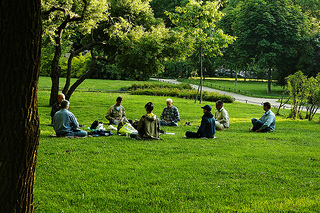 Meditation can be practiced alone or in a group.