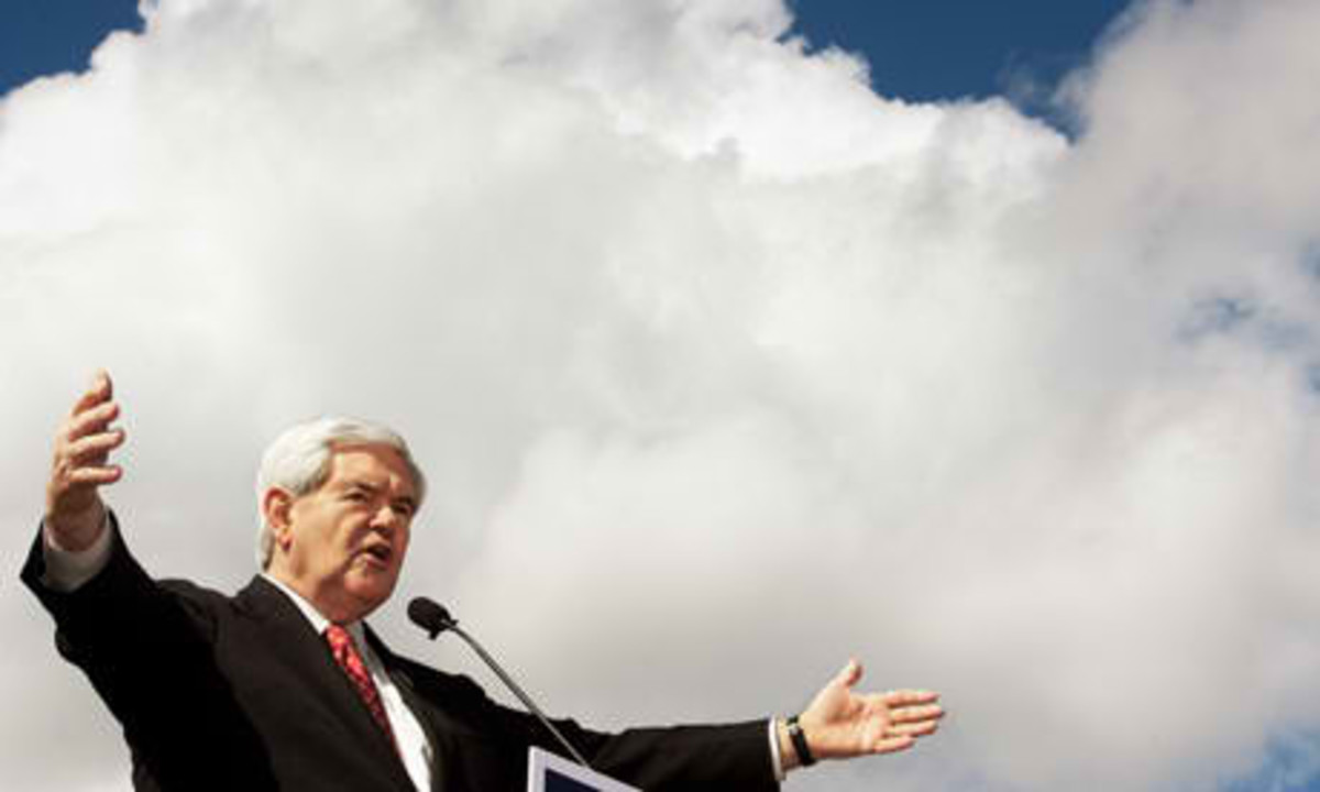 "By the end of my second term we will have the first permanent base on the moon and it will be American"  Newt Gingrich, summer 2012 Photograph: PAUL J. RICHARDS/AFP/Getty Images