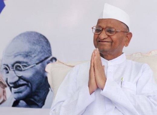 Anna Hazare during fast for Lokpal Bill