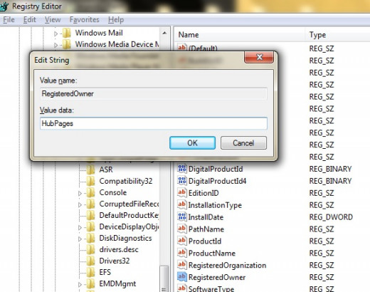 Registry Owner name change