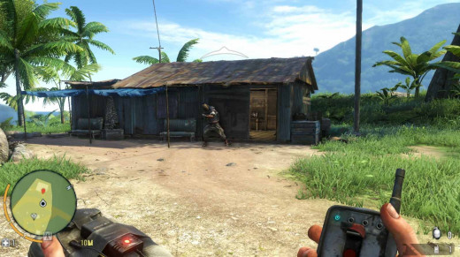 Far Cry 3 Retrieve Your Equipment - the heavy armored pirate guards the hut that holds Jason's equipment.