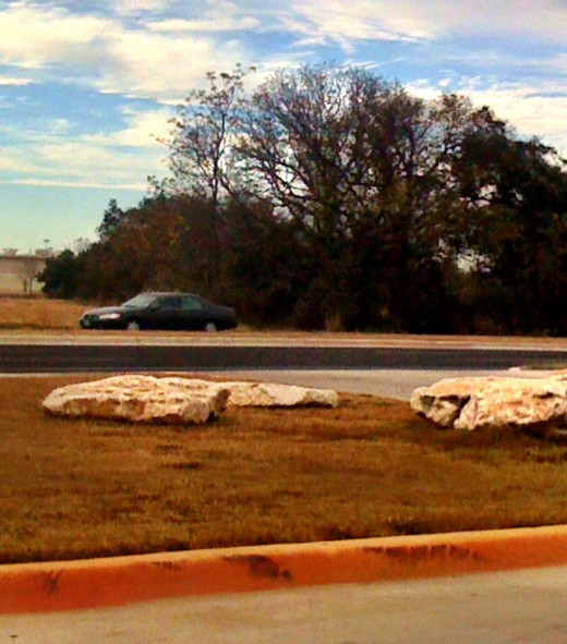 Stones on a median 