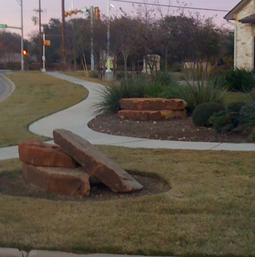 Beautifully placed stones on a commercial property.