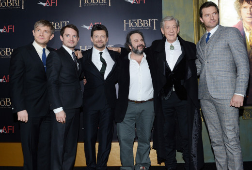 Martin Freeman, Elijah Wood, Andy Serkis, Peter Jackson, Ian McKellen and Richard Armitage