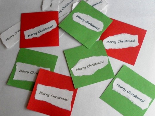 Paste the greetings on the coloured squares