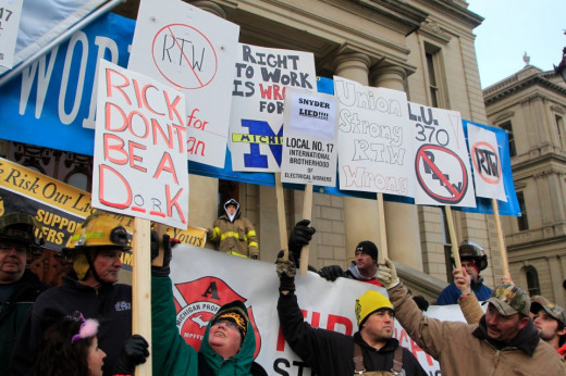Protestors letting Gov. Snyder know how they feel about him!