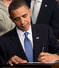 President Barack Obama Signing "The Patient Protection and Affordable Care Act of 2010" into law.