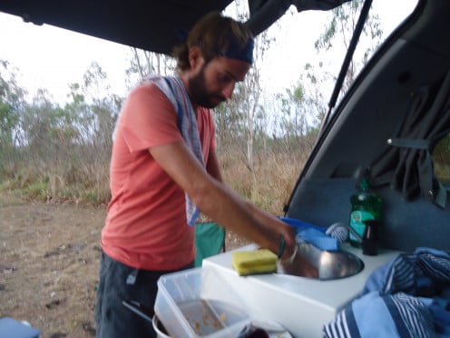 Cooking in a campervan