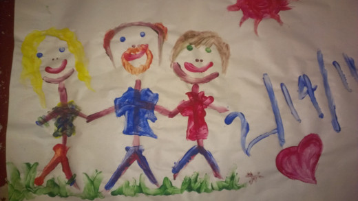 We finger-painted our new family for Valentine's Day.