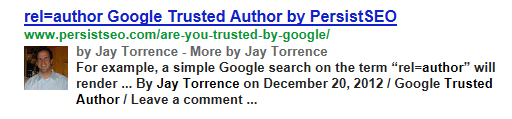 Example of how the Trusted Author listing appears on Google.