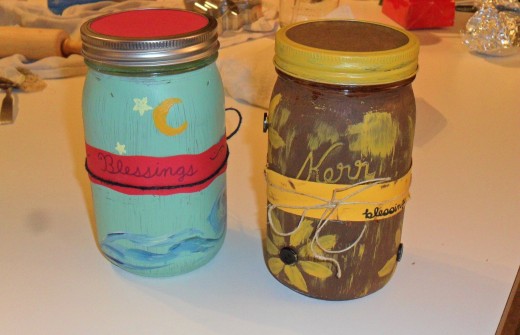 Hand painted blessing jars painted with acrylics